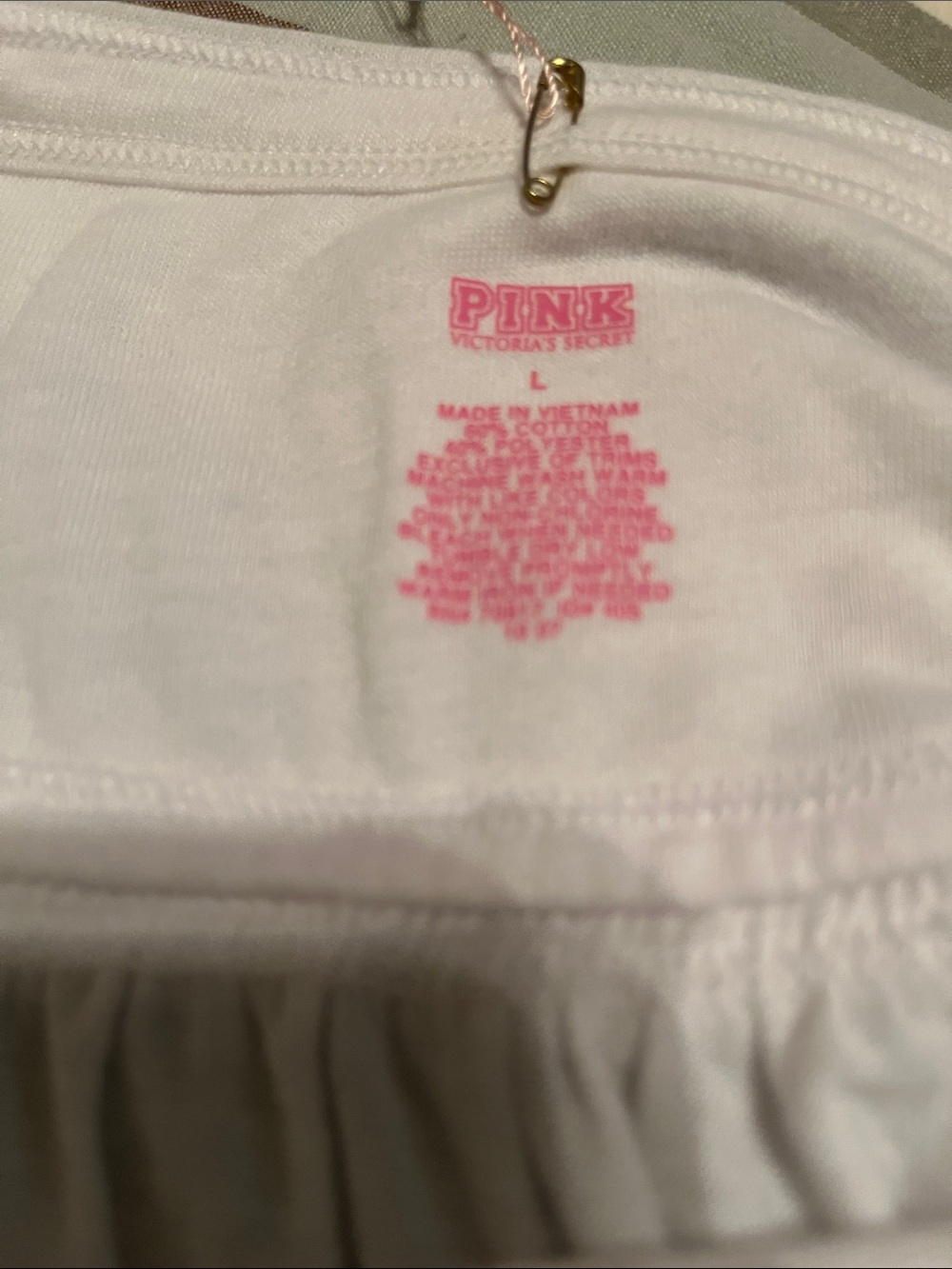 PINK Victoria's Secret White Cotton Swimsuit Coverup, NWT, Size Large - Picture 3 of 7